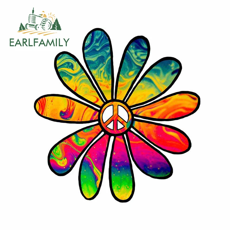 EARLFAMILY 13cm x 12.2cm for Tie Die Flower Power Peace Car Assessoires Stickers ScratchProof Decal Motorcycle Vinyl Car Wrap
