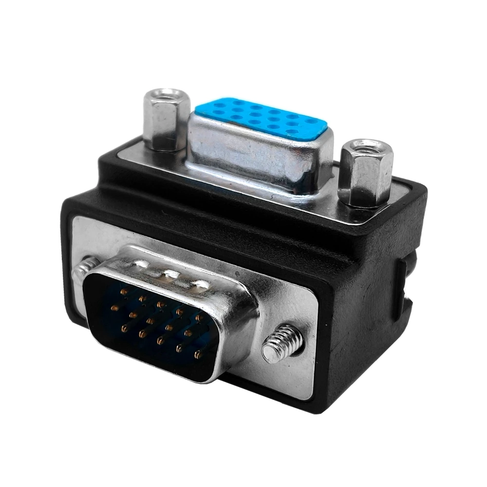 1 stücke 90 Grad Nach Unten Rechts Abgewinkelt VGA SVGA Stecker Auf VGA 15Pin Weibliche Monitor Adapter für PC Laptop TV