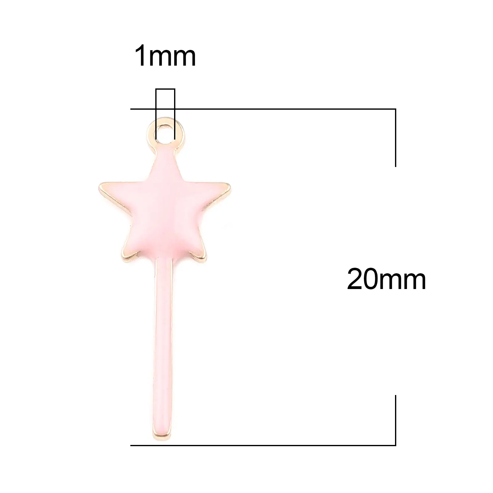 DoreenBeads 10 PCs Copper Double Sided Enamelled Sequins Star Fairy Magic Wand Charms For DIY Handmade Jewelry Making 20mm X 8mm