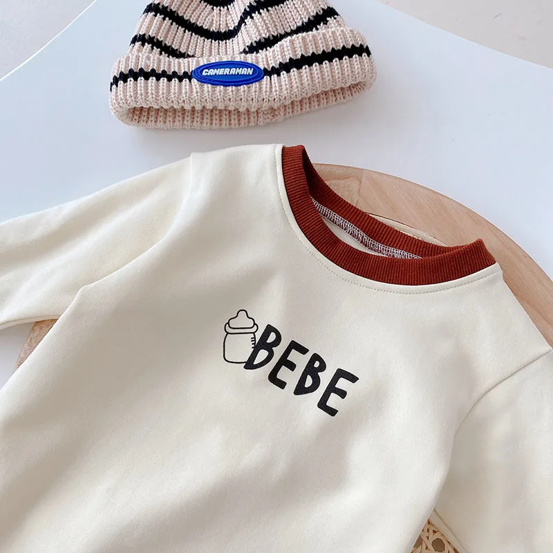 MILANCEL 2021 Autumn New Baby Rompers Long Sleeve Letter O-Neck Cute Baby Bottle Crawling Clothes