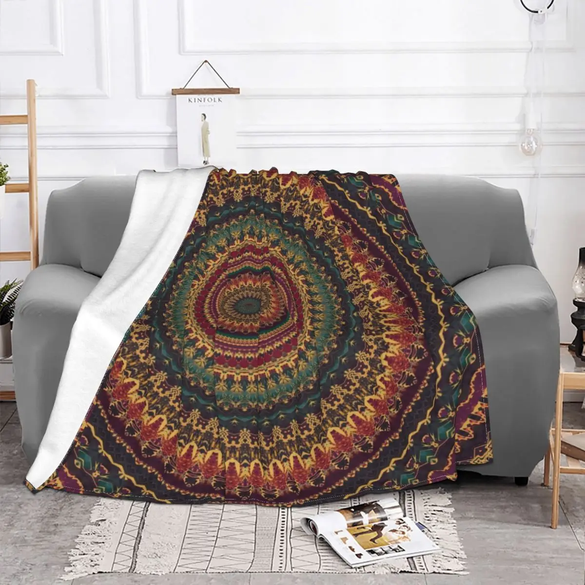 Mandala Blankets Fleece Spring Autumn Buddhist Hippie Multi-function Soft Throw Blanket for Bedding Office Rug Piece