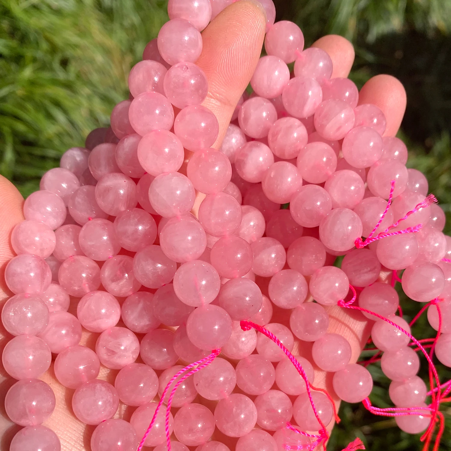 Cuentas de piedra sueltas redondas de cuarzo rosa Natural A +, para la fabricación de joyas, DIY, pulsera, collar, 6, 8, 10mm, 7,5 pulgadas