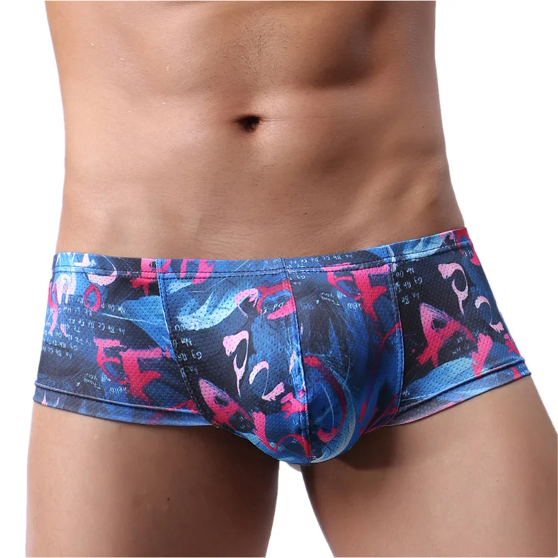 Boxer Mens Underwear Men Low Waist Print Boxers Panties Sexy Breathable Boxershorts Men U Pouch Bikini Shorts Gay Underwear