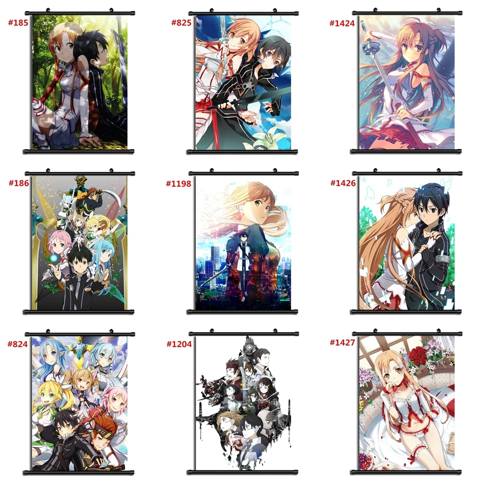 Cartoon Canvas Painting Posters Sword Art Online Anime Manga Wall Art Prints Living Baby Kids Home Decoration Canvas Pictures