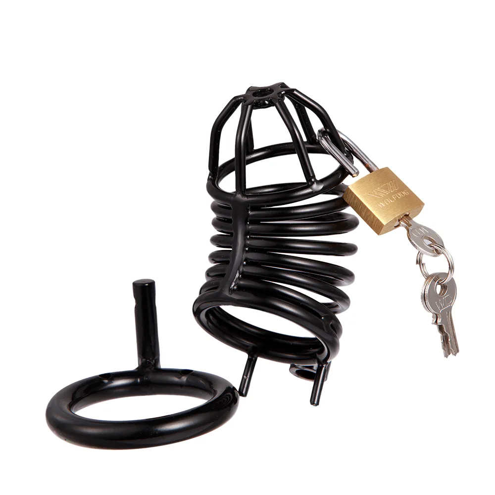 New Black Stainless Steel Male Chastity Cage,Cock Rings Penis Cage Lock Metal Penis Bondage Chastity Device Sex Toys For Men