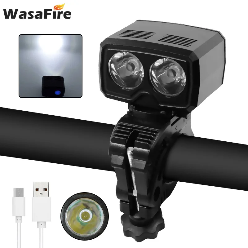 WasaFire Mini Bicycle Light 2* XPE LED Bike Front Lights 5 modes USB Rechargeable Bike Head lamp Waterproof Cycling Headlight