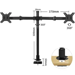 HILLPORT Desktop Clamping Full Motion 360 Degree Dual Monitor Bracket Arm 14