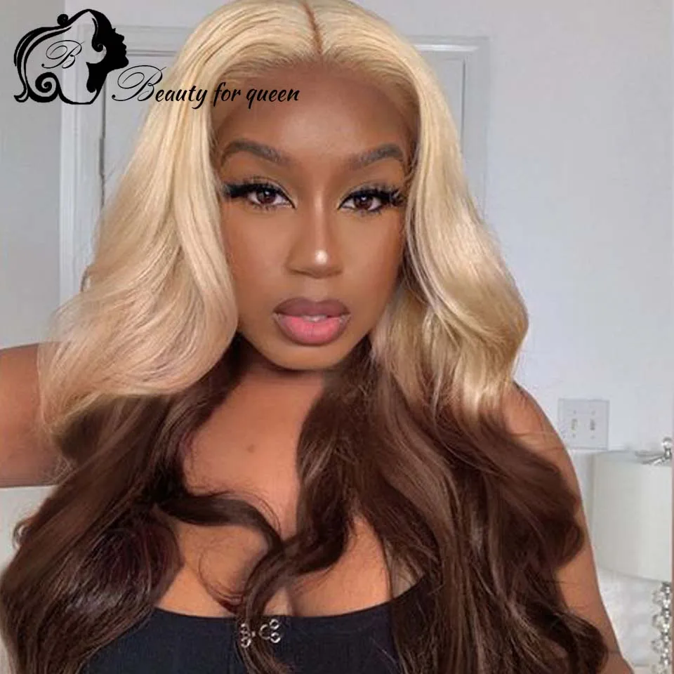 Perruque Lace Front Wig 613 naturelle brésilienne, cheveux humains, 13x4, transparente HD, pre-plucked, pour femmes, 150%