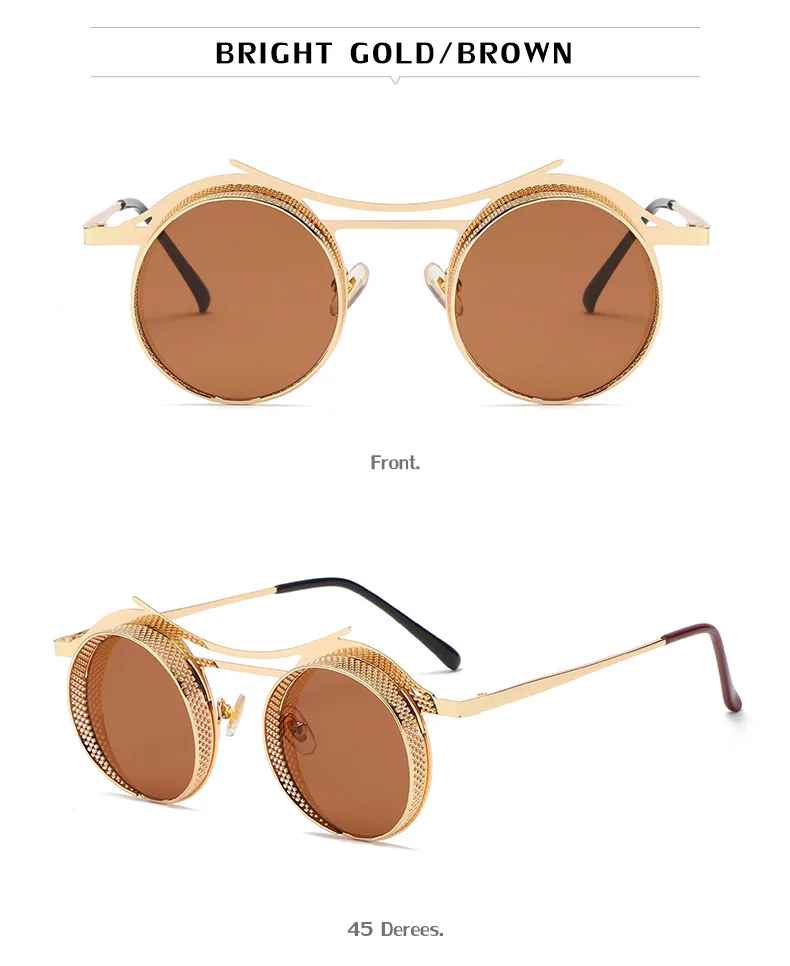 Steampunk Sonnenbrille Männer Mode Runde Punk Gläser Frauen Vintage Luxus Retro Vasos Decorativos Gafas De Sol Zonnebril Heren – Detail 20