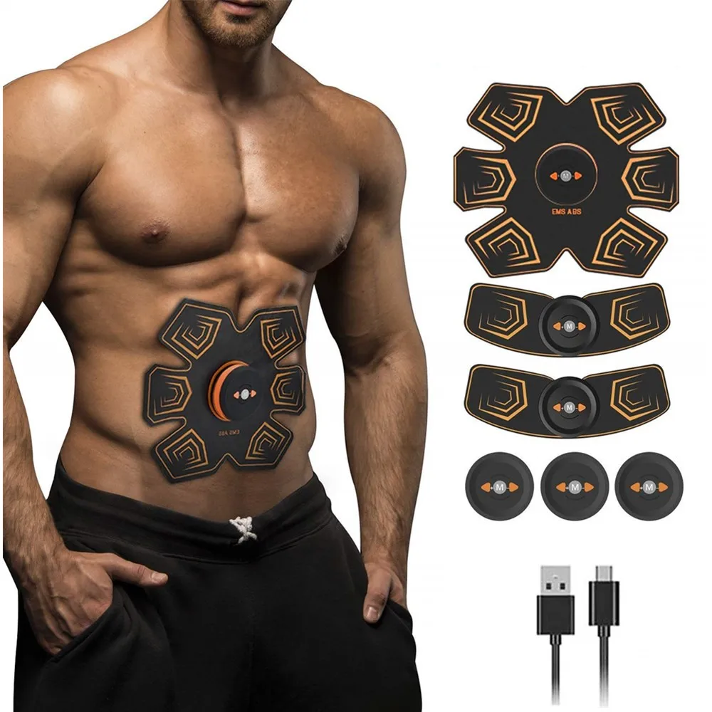 USB ricaricabile pigro Fitness esercizio allenamento muscolare addominale EMS cintura per massaggio Home Gym Workout Abs patch per elettrodi di Toner