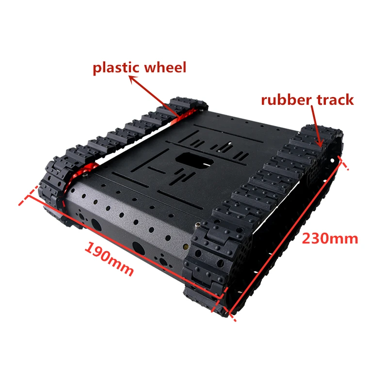 

DIY TC200 4WD Metal Tank Chassis Kit Smart Crawler Robot Platform Pure Rubber Track 4pcs High Torque Motor Unassembled RC Toy