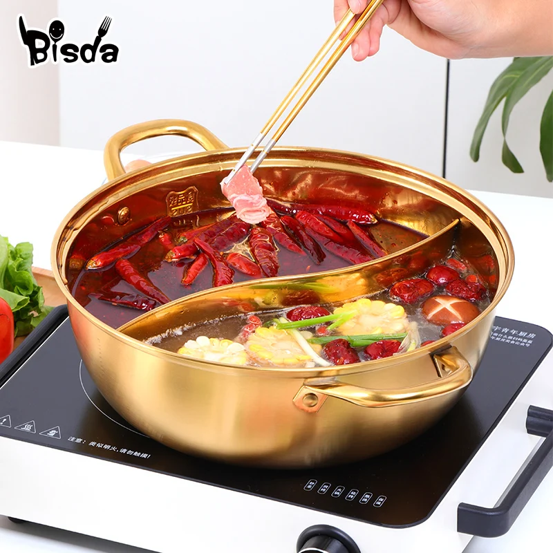 Chinese Hot Pot Stainless Steel Cooking Pot Kitchen Utensils Single-Layer Compatible Soup Stock Pots Home Cookware