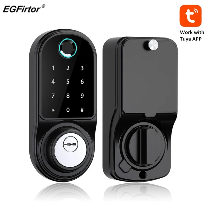 

Smart Deadbolt Keyless Entry Electronic Touch Scree Front Bluetooth Tuya APP Control Card Passcode Ekeys Sharing Auto Door Lock