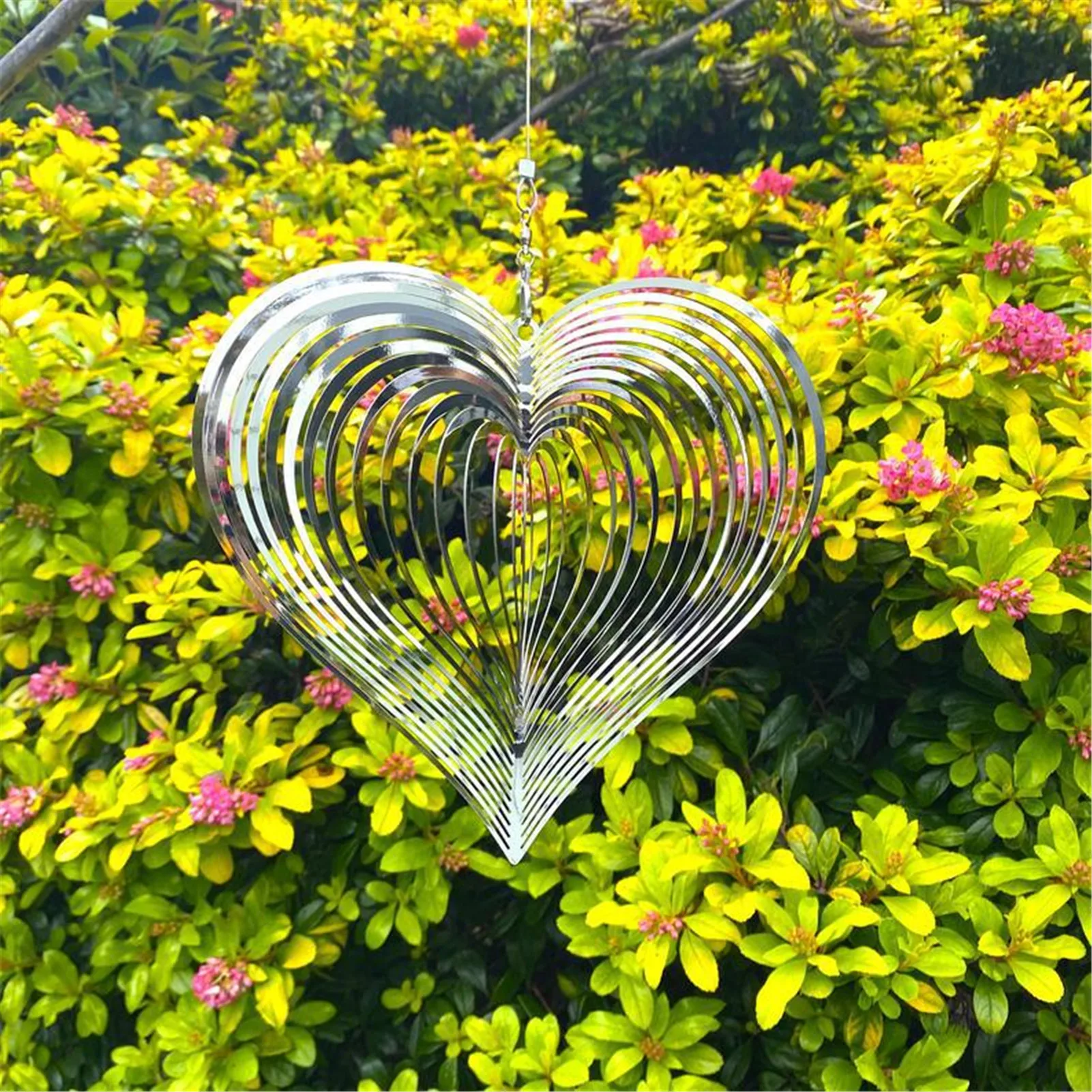 1PC Stainless Steel Stereo Rotating Metal Wind Chime Wind Spinner Beating Heart Wind Chimes And Decorations Hanging Wind Outdoor