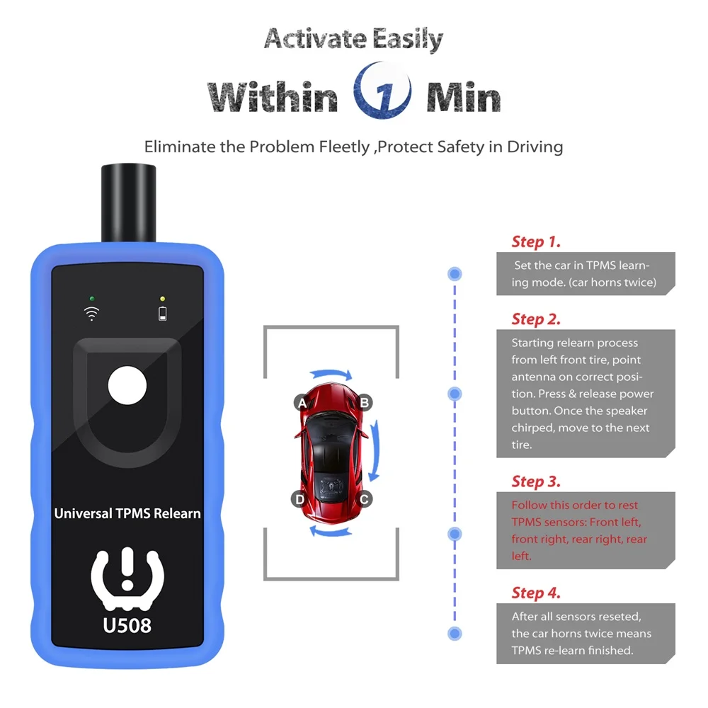 OBDResource EL50448 Universal Car TPMS tire pressure monitoring sensor system reset tool for Ford BMW Chevrolet Opel Toyota GMC