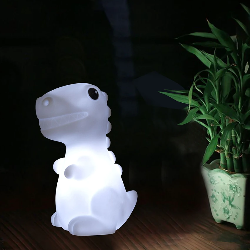 Lâmpada led tipo dinossauro para crianças, luz noturna fofa, amarelo, branco, azul, rosa, presentes para meninos e meninas