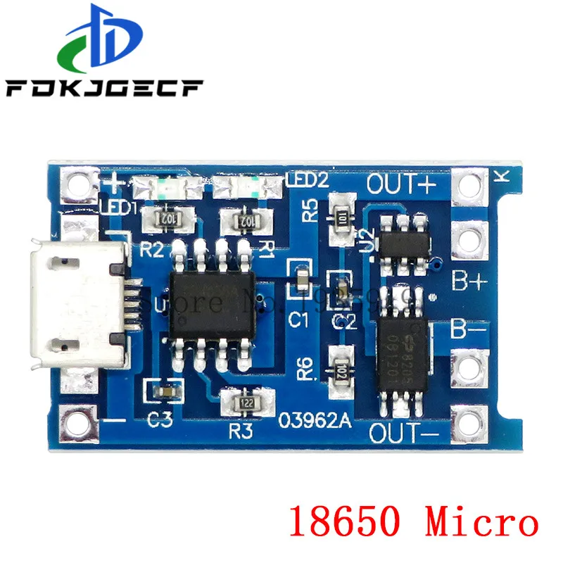 Micro USB 5V 1A 18650 TP4056 Lithium Battery Charger Module Charging Board With Protection + MT3608 2A DC-DC Step Up Converter