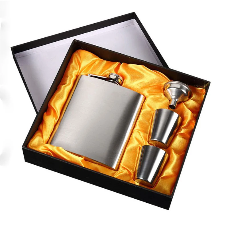 7oz Portable Stainless Steel Hip Flask Flagon Whiskey Wine Pot Bottle + Funnel + Cup Travel Tour Classic Outdoor tableware