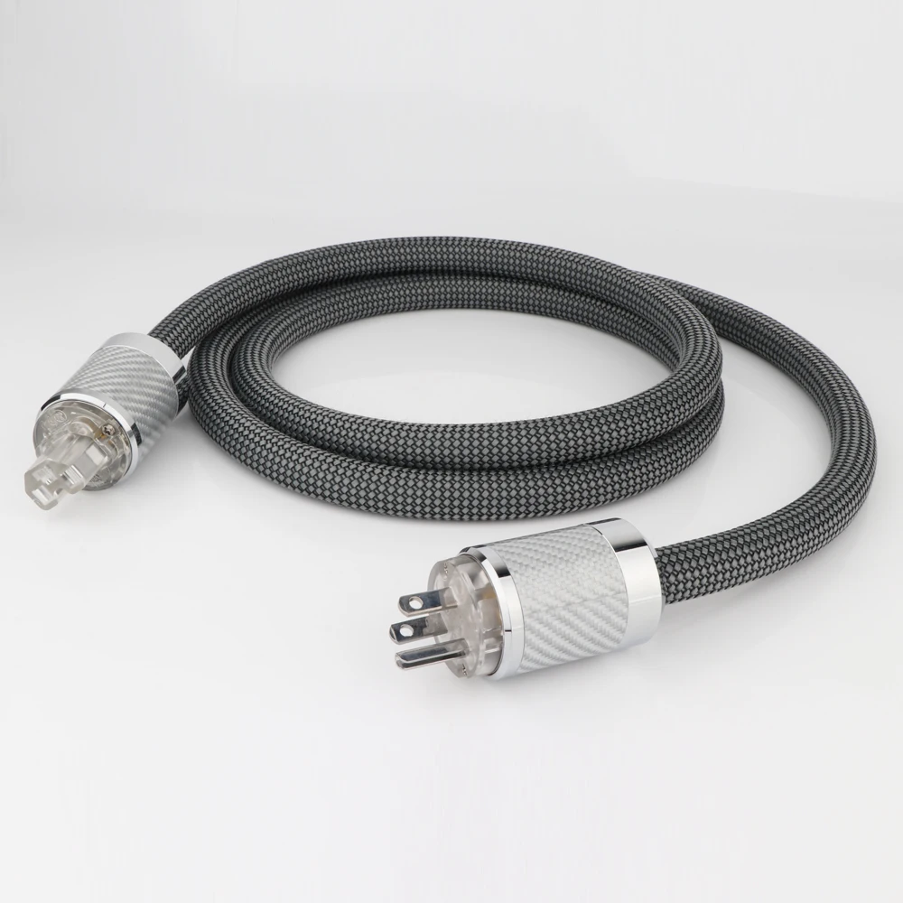 WCF2TR 탄소 섬유 로듐 도금 AC US 전원 플러그가 포함된 하이 엔드 OFC 구리 US AC 전원 케이블