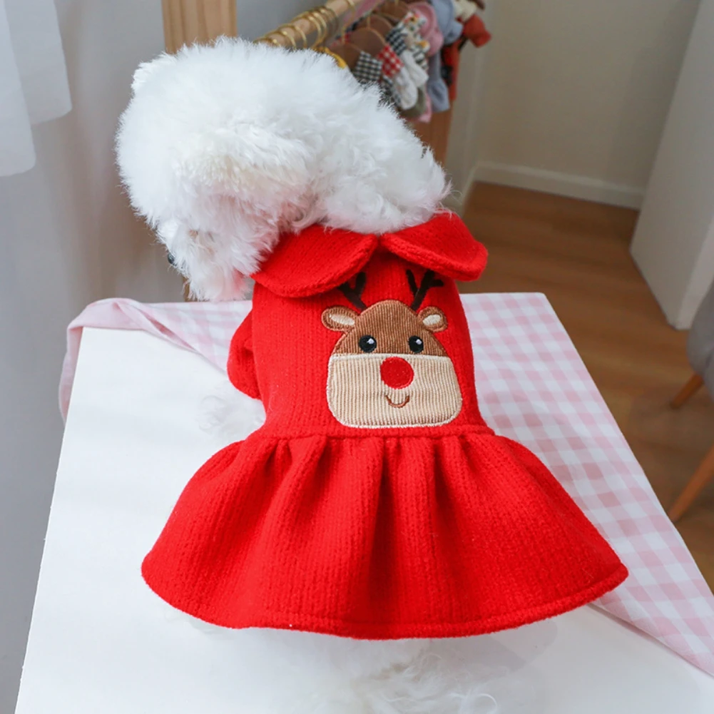 Christmas Small Dog Sweaters Female Girl Warm Sweaters Princess Dress Warm Boy Man Dog Hoodie New Year Chihuahua Clothes