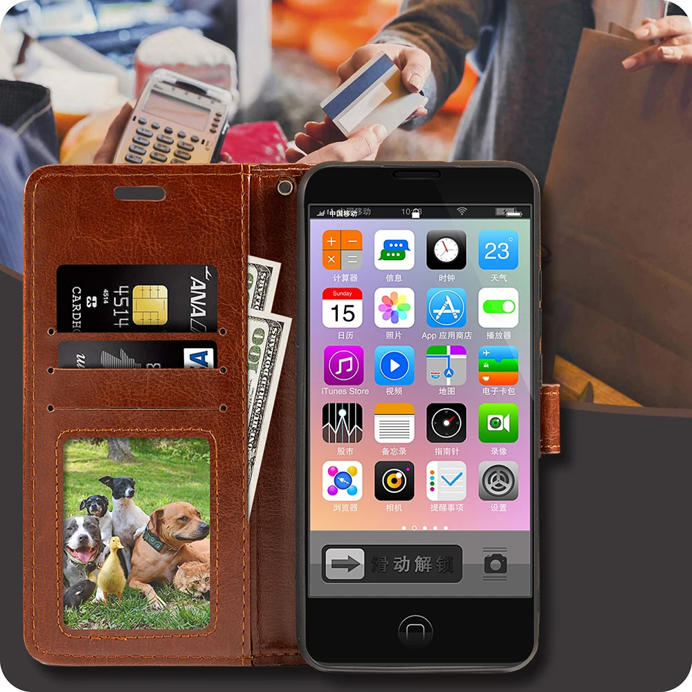 Case For AGM A9 Wallet Premium PU Leather Magnetic Flip Case Cover With Card Holder And Kickstand For AGM H1 AGM A9 JBL