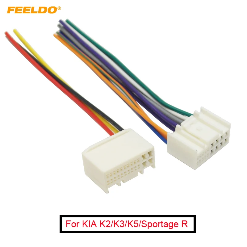 

FEELDO 1Pair Car Radio Audio Power Wire Harness Adapter For KIA K2/K3/K5/Sportage R Hyundai IX35/Tucson ISO CD Power Cable