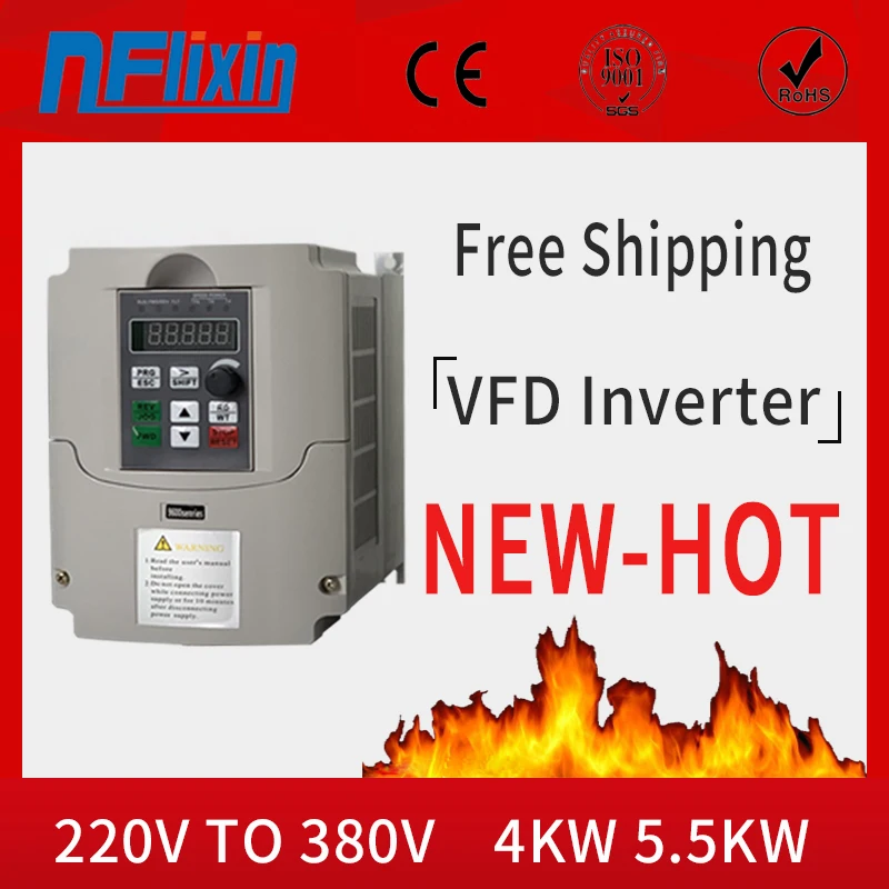 For Europe! 4kw 220v single phase input 380v three phase output VFD Variable Frequency Inverter 50/60Hz for water pump