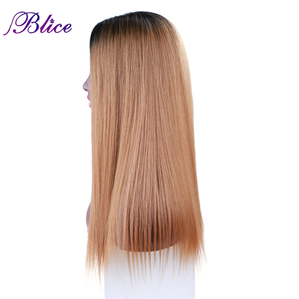 Blice-peluca sintética recta con cierre de Color, pelo mezclado hecho a mano, línea de cabello Natural, parte media, 20 pulgadas para mujer