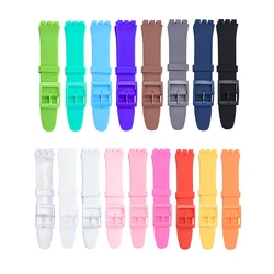 Candy Color Silicone Strap para Swatch, pulseira de substituição, acessórios transparentes para relógios, 12mm, 16mm, 17mm, 19mm, 20mm, Fashion