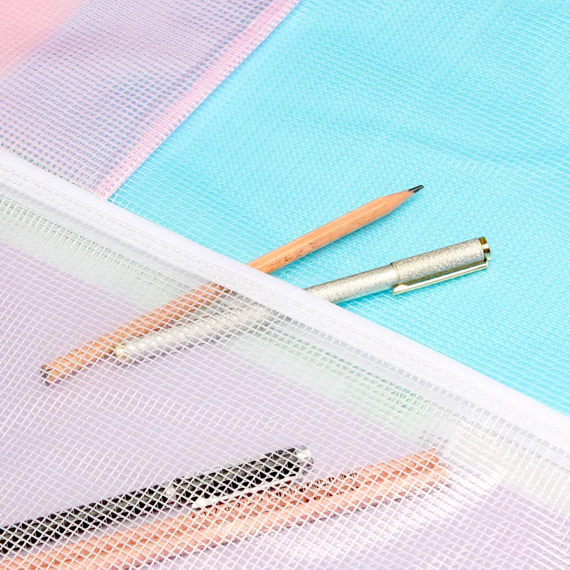 Menebal File Tas Transparan Jala Ritsleting Tas Penyimpanan Tas Alat Tulis Tas Tahan Air Portofolio Informasi Tas Alat Tulis