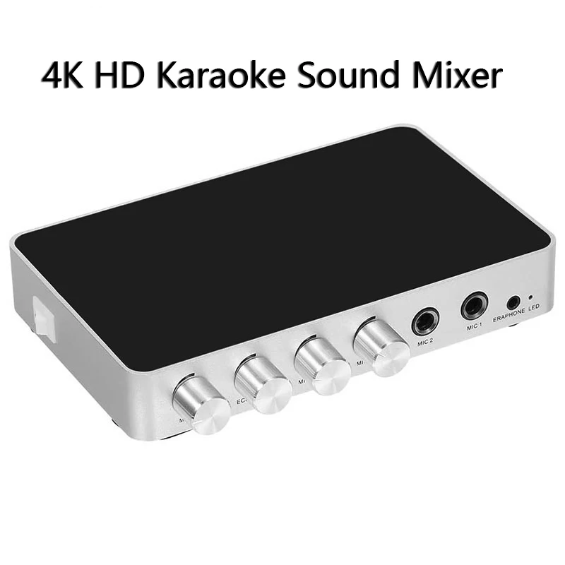 

4K HDMI-compatible Karaoke Mixer Digital Stereo Audio Echo System with 2 Microphones Input Karaoke Amplifier Volume Adjustment