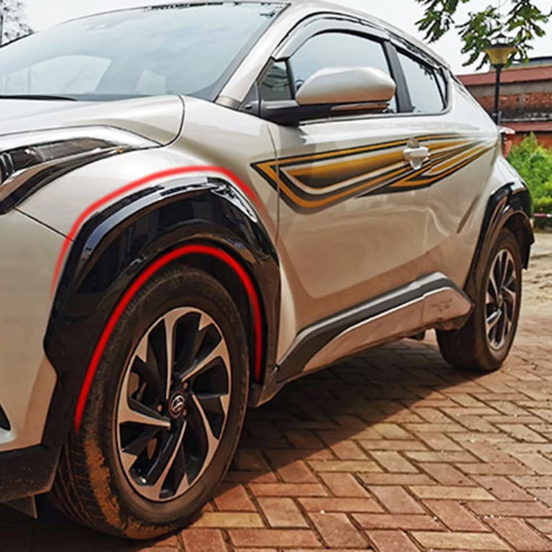 Dla Toyota C-HR CHR 2016-2022 czarny elastyczny nadkola koła sztuczne rzęsy łuki akcesoria samochodowe