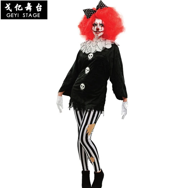 

new Costume Halloween Adult Funny Circus Clown Costume Naughty Harlequin Uniform Fancy Dress Cosplay Clothing for Men Women