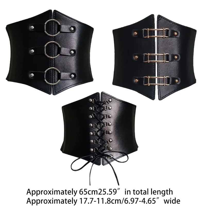 Steampunk Underbust Corset Buckle Punk สีดำเข็มขัดกว้าง Slimming Body Belt Hiphop Rock ไนท์คลับเซ็กซี่กางเกงยีนส์สูงเอว