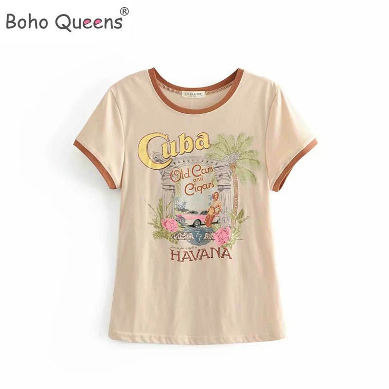 Boho Queens Women Tree Print Short Sleeve T-shirt Ladies Tops  Cotton Hippie Tee Shirt Couple Camiseta Feminina