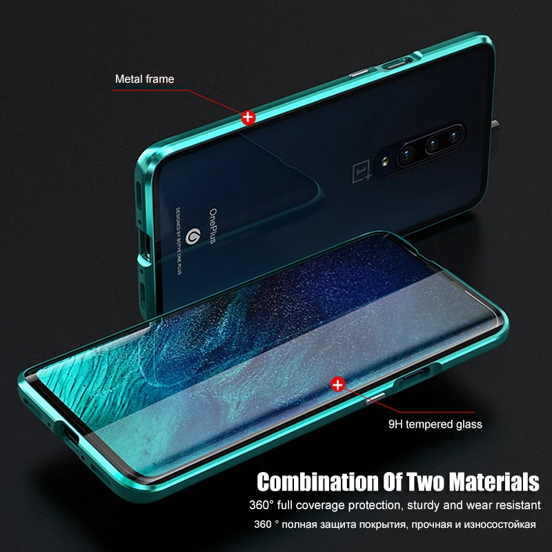 360 Full Protective Magnetic Metal Bumper Double Tempered Glass Case For Oneplus 7 7T 8 Pro 8T 6T 6 One Plus 7 Pro 8 Nord Cover