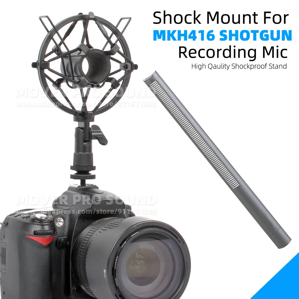 For SENNHEISER MKH416 MKH 416 P48 Shotgun Mic ON CAMERA DSLR Camcorder Stand Hot Shoe Holder Suspension Microphone Shock Mount