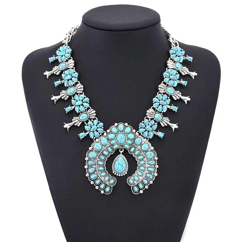 Indian Ethnic Statement Large Collar Necklace Women Boho Tribal Vintage Maxi Big Chunky Retro Moon Pendant Necklace Jewelry