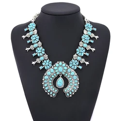 Indian Ethnic Statement Large Collar Necklace Women Boho Tribal Vintage Maxi Big Chunky Retro Moon Pendant Necklace Jewelry