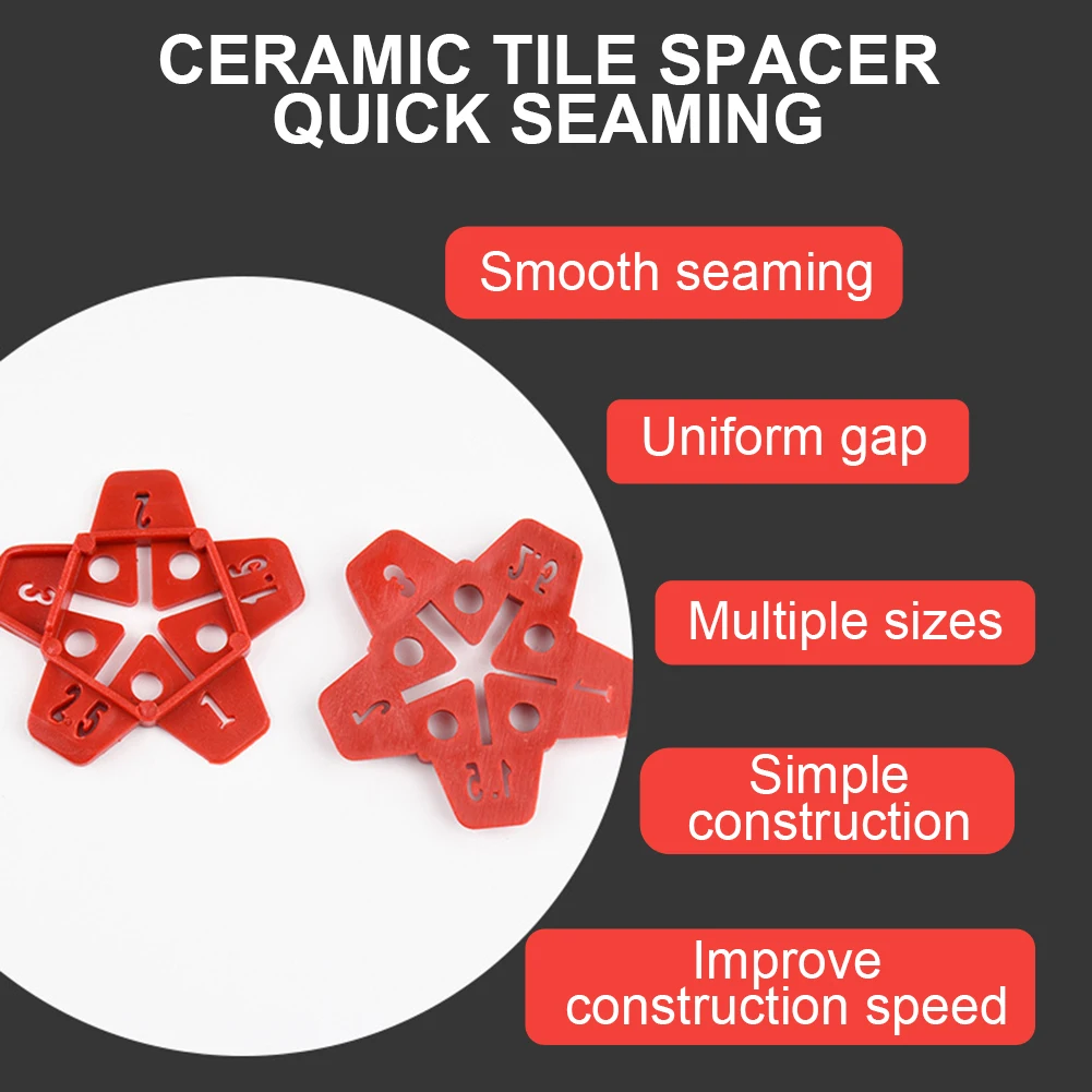 50pcs 5 In 1 Tile Spacer Plastic Ceramic Gap Locator Cross With 5 Specification Reusable Construction Tool For Floor Leveling