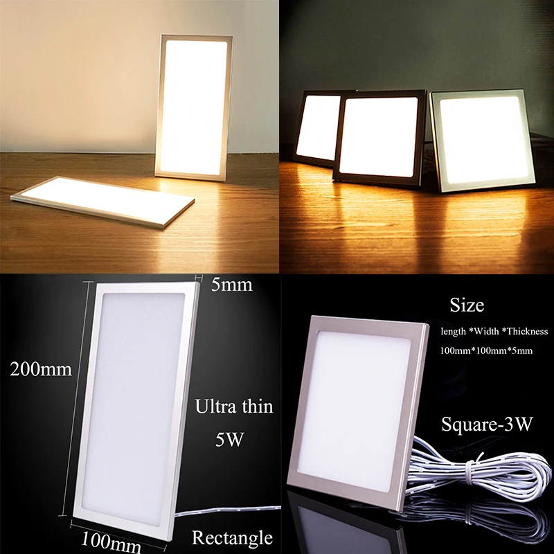 LED Kitchen Hanging Pendants Wall Cabinet Lighting Downlight DC12V Ultra-thin Rectangle Square Panel Light Closet Wardrobe Lamp