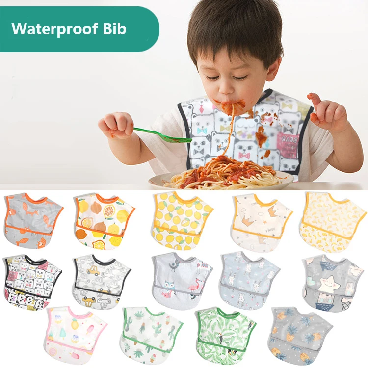 Baby Bibs Waterproof Silicone Feeding Newborn Cartoon Aprons Adjustable Baby Bibs Cloths Bandana Bibs 15 colour