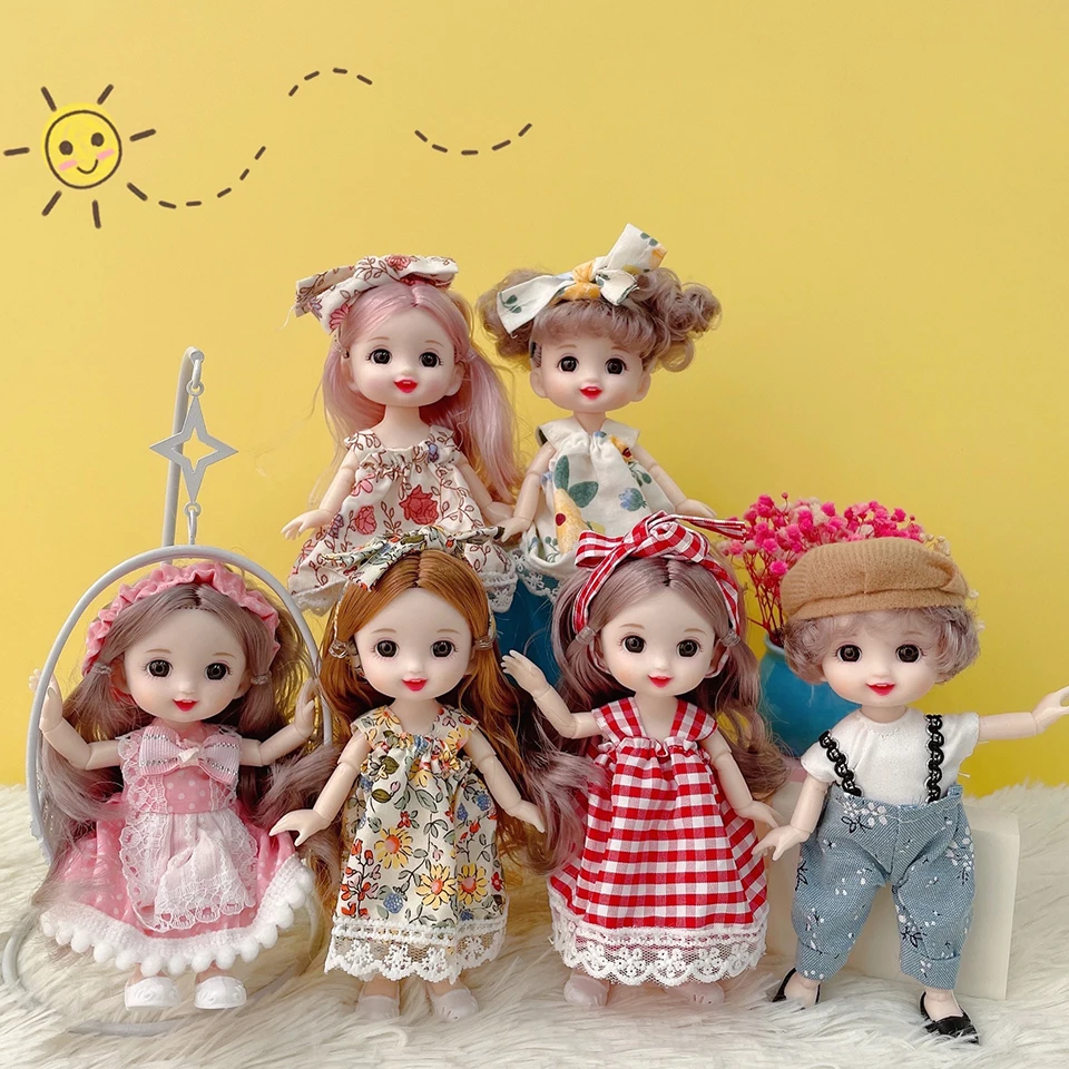 New 16 cm BJD Mini Doll 13 Movable Joint Girl Baby 3D Big Eyes Beautiful DIY Toy Doll With Clothes Dress Up 1/12 Fashion Doll