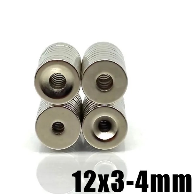 10/20/50/100/200/500 pz 12x3 fori 4MM anello magneti rotondi al neodimio con foro nuovo 12*3MM 12x3-4