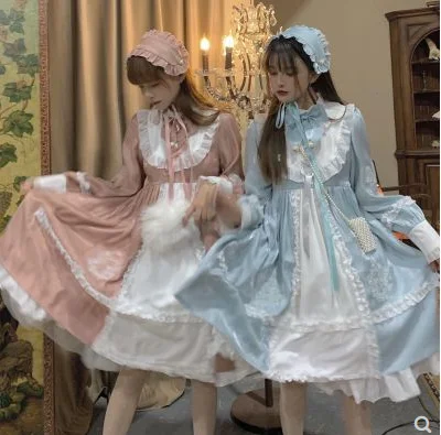 Robe de princesse gothique avec manches bouffantes pour filles, tenue cosplay à nœud papillon, style kawaii vintage, taille haute, Lolita cos loli