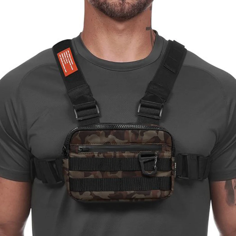 Riñonera de estilo Hip Hop para hombre, bolsa deportiva para correr, accesorios de entrenamiento para gimnasio, chaleco táctico