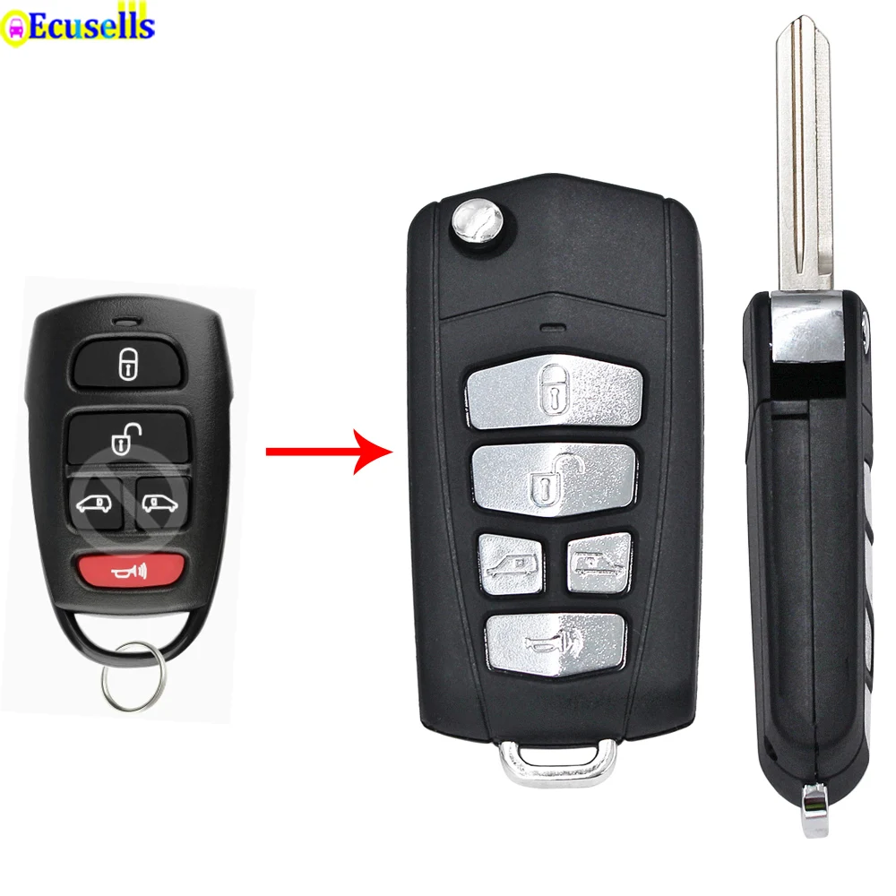 Modified 5 Buttons Flip Folding Remote Key Shell Case Upgrade for KIA Sedona Grand Carnival for Hyundai enTourage