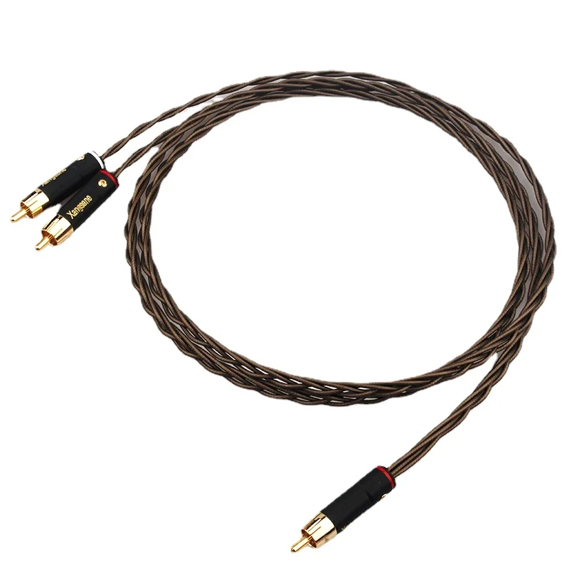 Silver Plated RCA To 2RCA Cable 1 To Double Lotus HiFi Audio Line