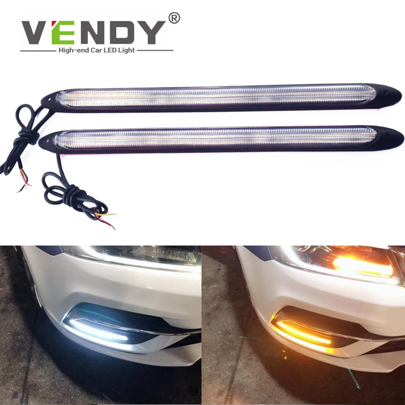 2 adet otomatik Led DRL gündüz çalışan far şerit sarı dönüş sinyali lamba araba far sıralı akış gün ışığı 12V evrensel