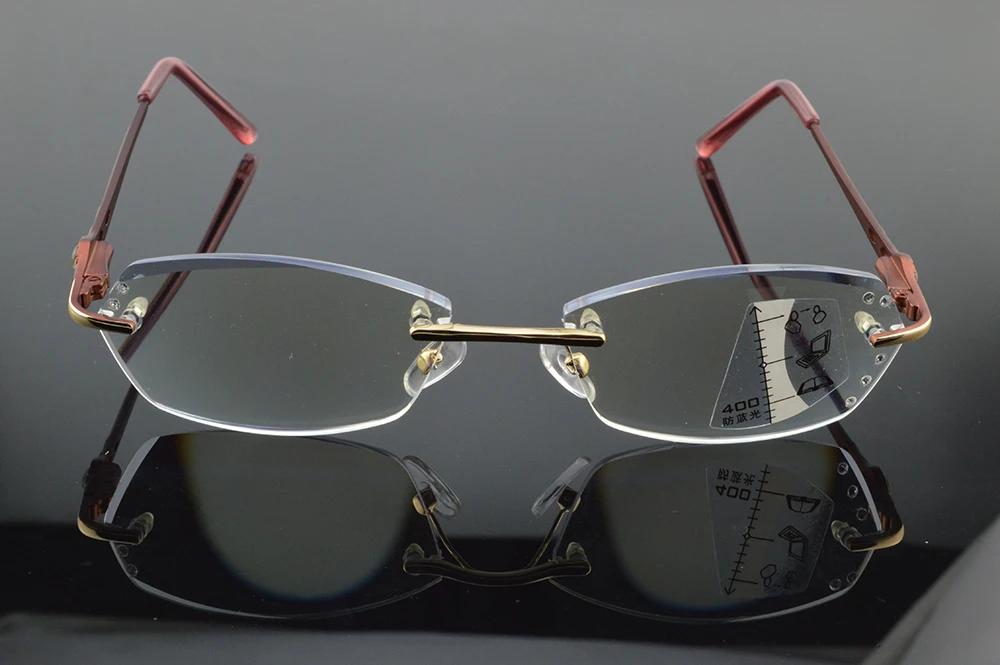 Diamond Cutting Titanium Alloy Ladies Women Fashion Progressive Multifocus Reading Glasses Add 75 100 125 150 175 200 to 400